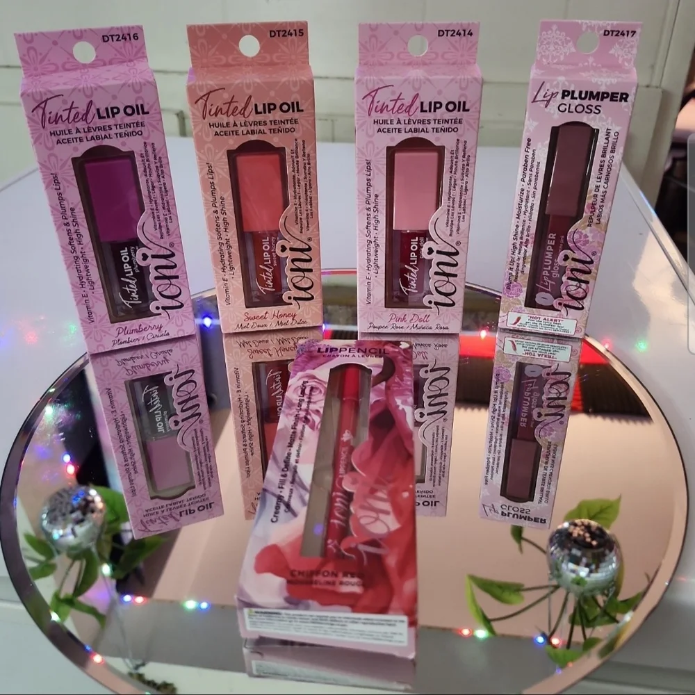 Tinted Lip Oil Set by Lique Cosmetics - Plum, Sweet Honey, Pink Petal, Rosewood
